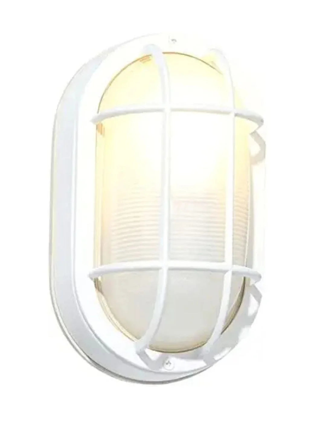 Homes Elite Outdoor Bulkhead Wall Lamp – Oval Waterproof Roof & Entry Light with White Plastic Body (Pack of 1, Bulb Not Included)