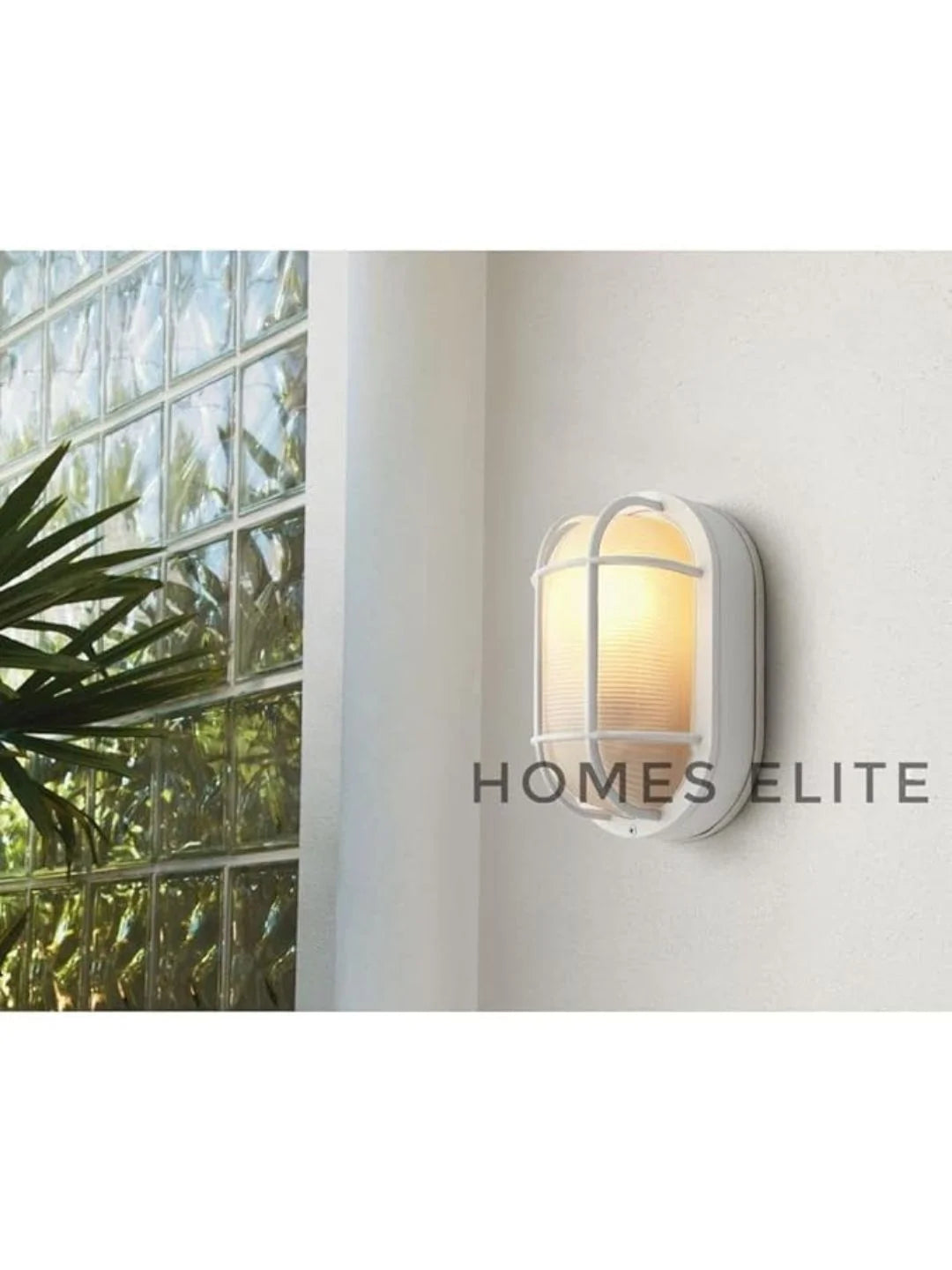 Homes Elite Outdoor Bulkhead Wall Lamp – Oval Waterproof Roof & Entry Light with White Plastic Body (Pack of 1, Bulb Not Included)