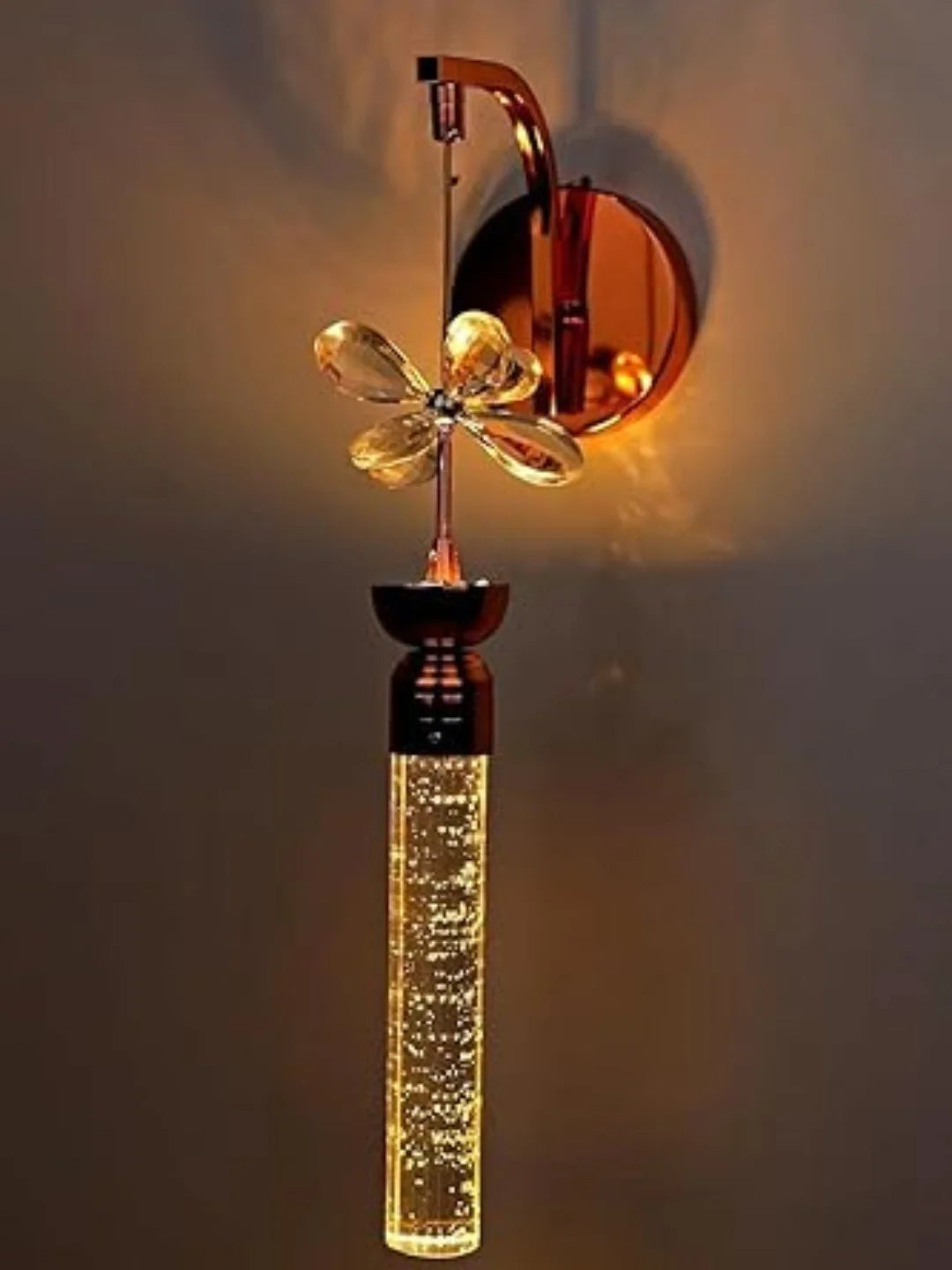 Homes Elite Crystal Flower LED Wall Light – Modern Wall Sconce for Bedroom & Living Room (3000K–6000K, 8W)