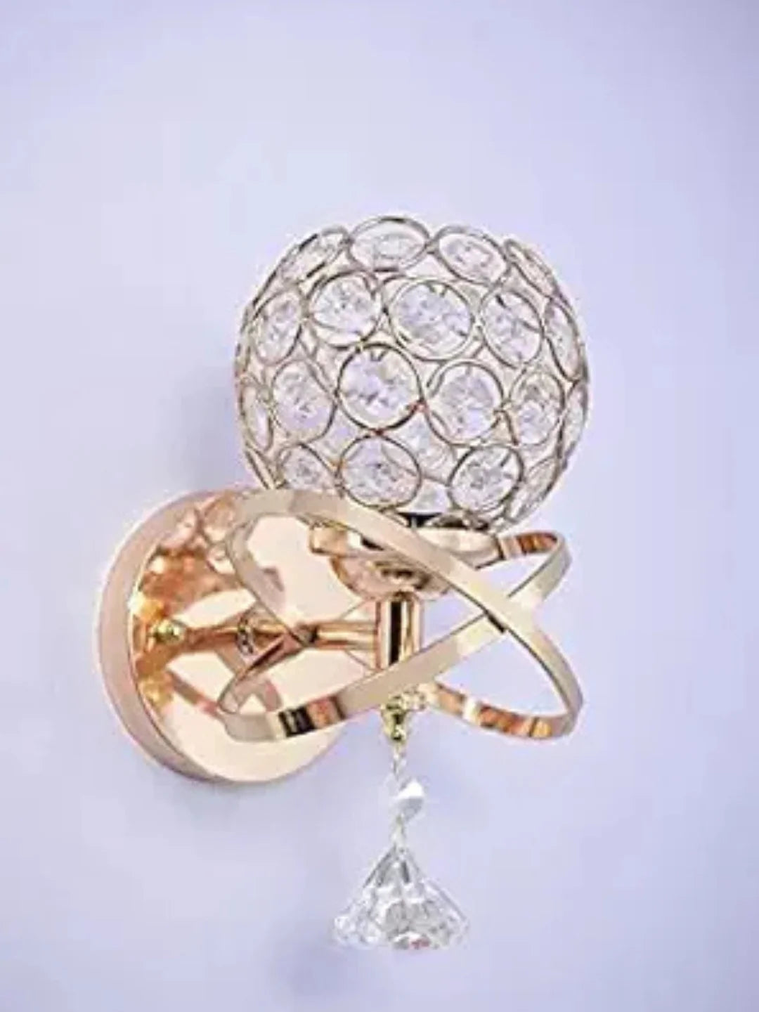 Homes Elite Crystal LED Wall Sconce – Modern Indoor Light with Gold Base & K9 Crystal Globe