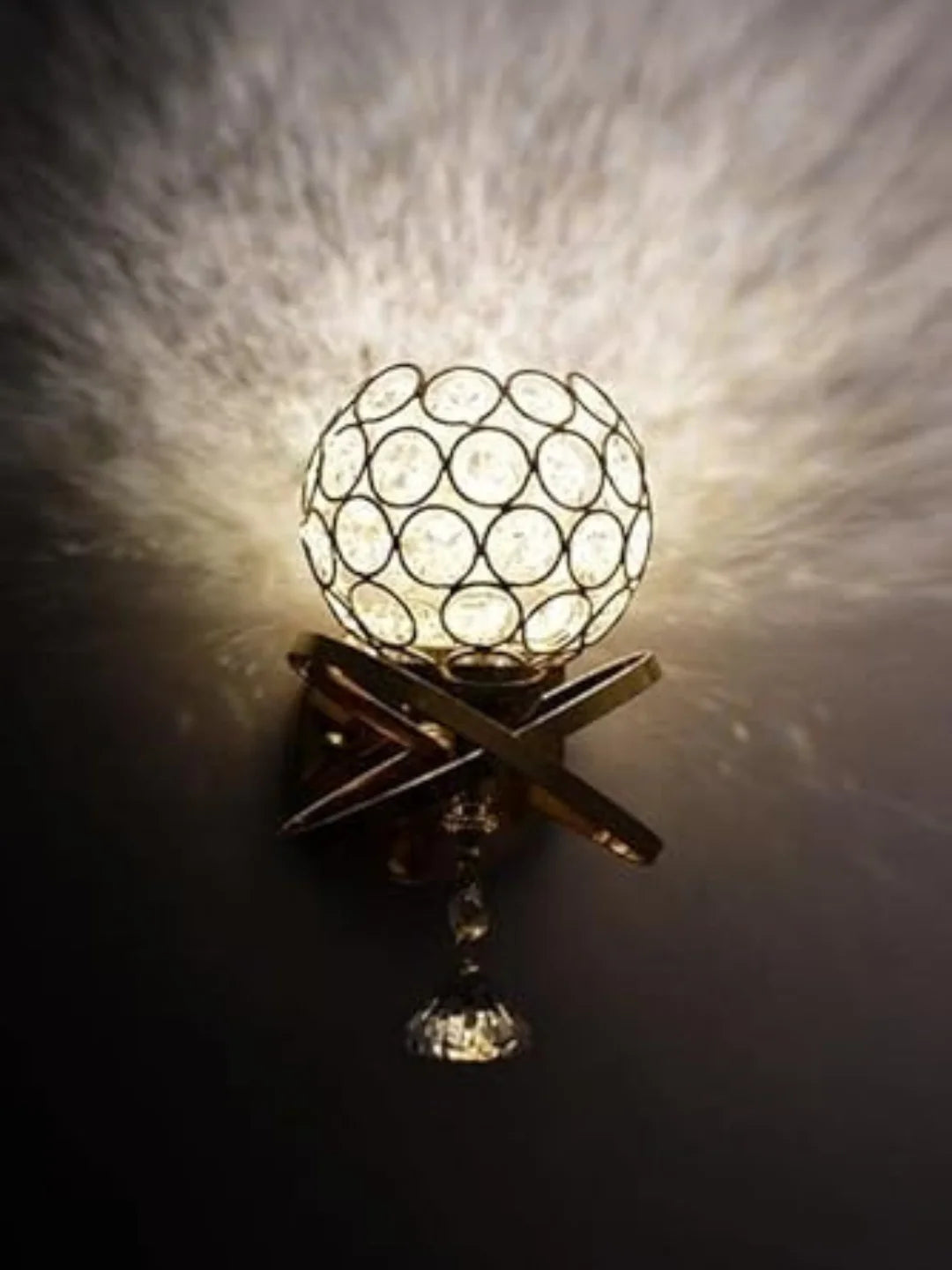 Homes Elite Crystal LED Wall Sconce – Modern Indoor Light with Gold Base & K9 Crystal Globe