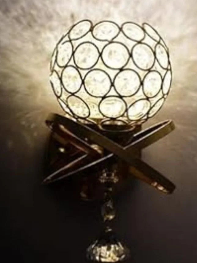 Homes Elite Crystal LED Wall Sconce – Modern Indoor Light with Gold Base & K9 Crystal Globe
