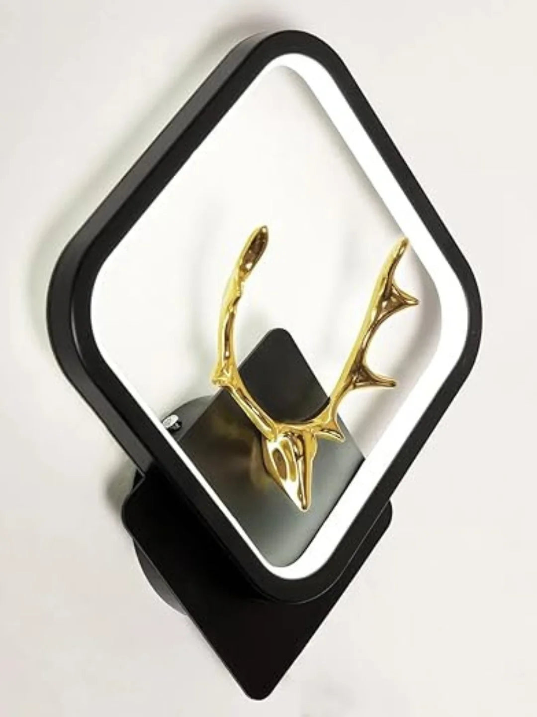 Homes Elite Diamond Shape LED Wall Lamp – Modern Black & Gold Accent Sconce Light