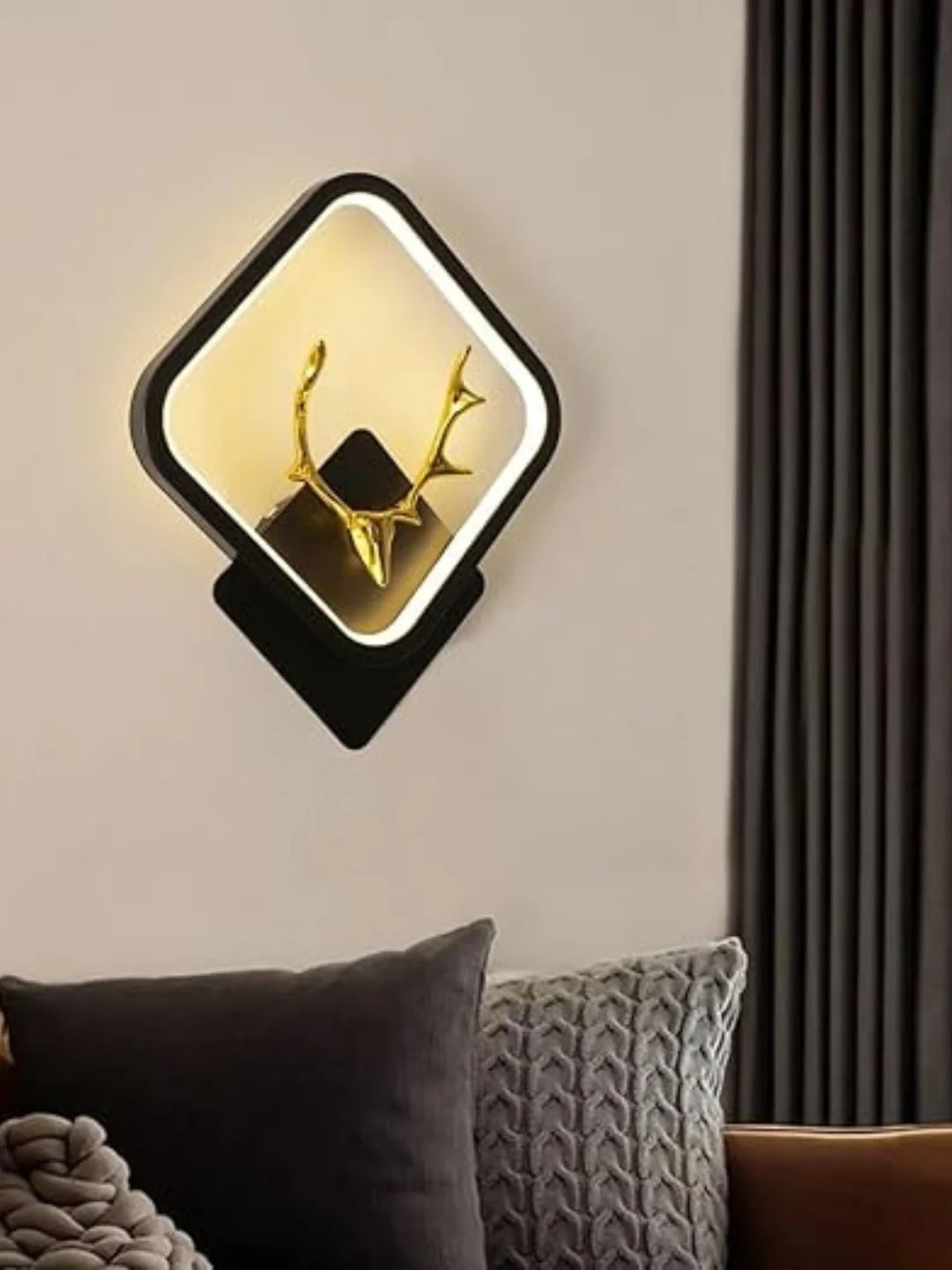 Homes Elite Diamond Shape LED Wall Lamp – Modern Black & Gold Accent Sconce Light
