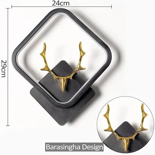 Homes Elite Diamond Shape LED Wall Lamp – Modern Black & Gold Accent Sconce Light