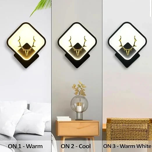 Homes Elite Diamond Shape LED Wall Lamp – Modern Black & Gold Accent Sconce Light