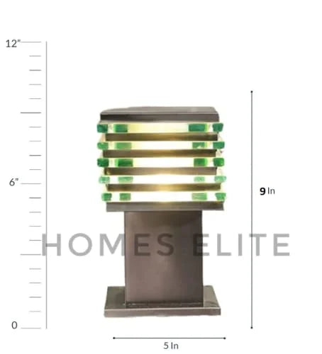 Homes Elite Outdoor Gate Light – Stainless Steel Pillar Lamp with Glass Shade, Waterproof Exterior Lighting for Garden & Entryway (Bulb Not Included)