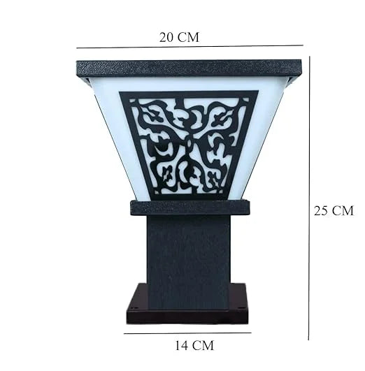 Homes Elite Outdoor Gate Light – Square Pillar Lamp with Unbreakable PVC Shade, Waterproof Garden & Entrance Light (Bulb Not Included)