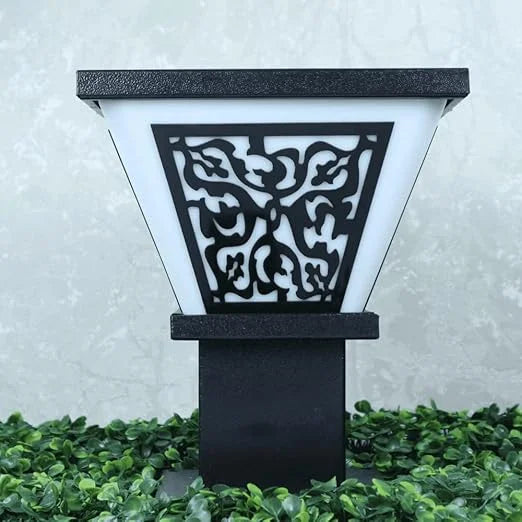 Homes Elite Outdoor Gate Light – Square Pillar Lamp with Unbreakable PVC Shade, Waterproof Garden & Entrance Light (Bulb Not Included)