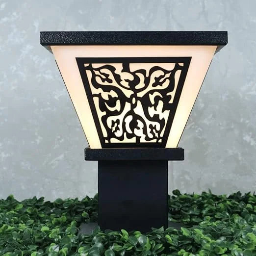 Homes Elite Outdoor Gate Light – Square Pillar Lamp with Unbreakable PVC Shade, Waterproof Garden & Entrance Light (Bulb Not Included)