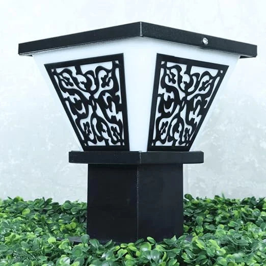 Homes Elite Outdoor Gate Light – Square Pillar Lamp with Unbreakable PVC Shade, Waterproof Garden & Entrance Light (Bulb Not Included)