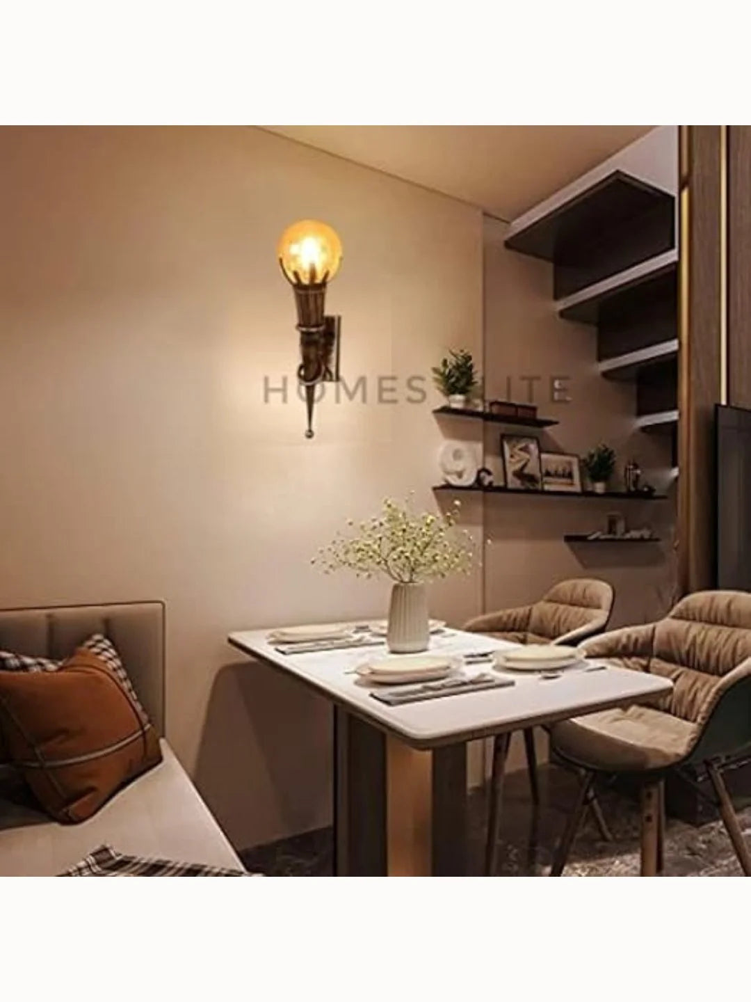 Homes Elite Mashal Antique Wall Light – Rustic Brass Gold Glass Sconce for Bedroom & Living Room (Set of 2, Bulbs Not Included)