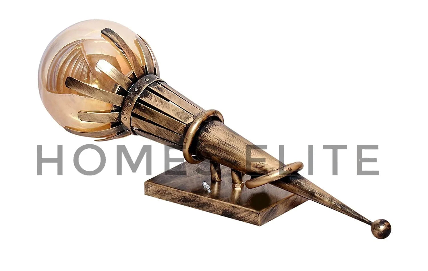 Homes Elite Mashal Antique Wall Light – Rustic Brass Gold Glass Sconce for Bedroom & Living Room (Set of 2, Bulbs Not Included)