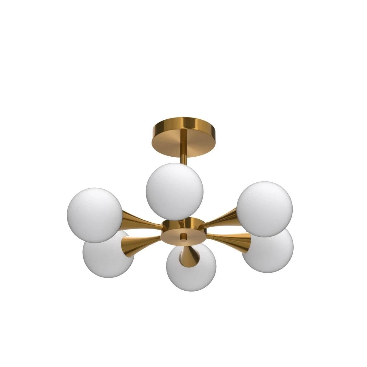 Homes Elite  Modern Globe Chandelier – 8-Light Brass Ceiling Fixture with White Glass Shades