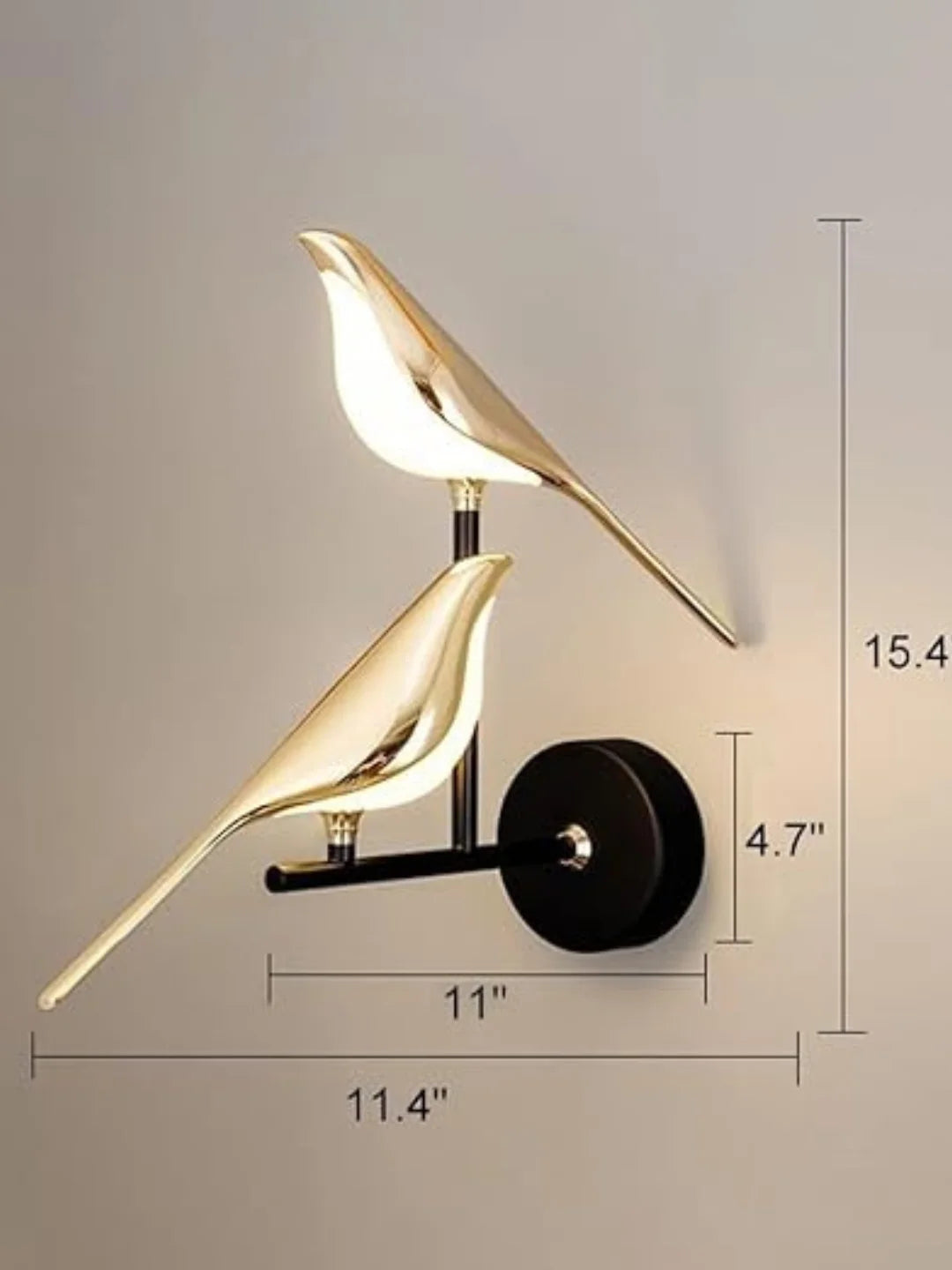 Homes Elite LED Wall Light – Modern Two-Bird Design, Gold & Black Finish, Decorative Indoor Lamp (3000K–6000K)