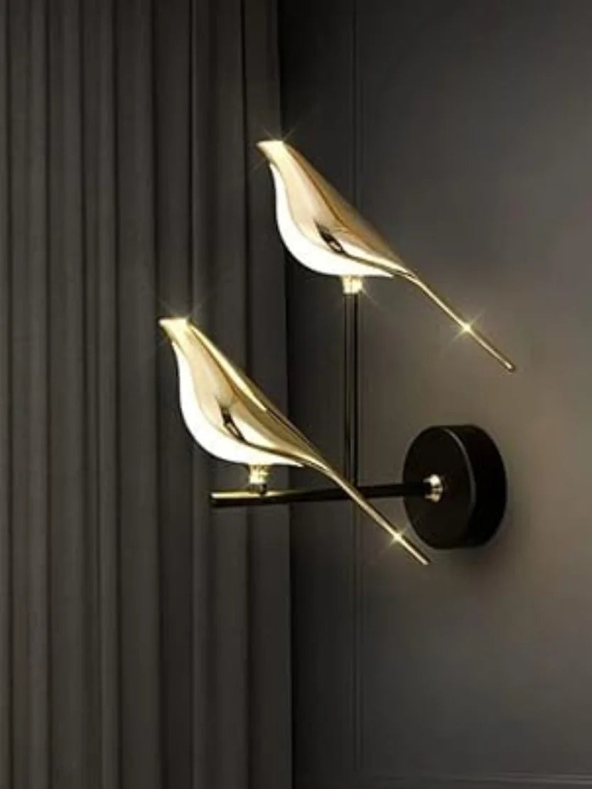 Homes Elite LED Wall Light – Modern Two-Bird Design, Gold & Black Finish, Decorative Indoor Lamp (3000K–6000K)