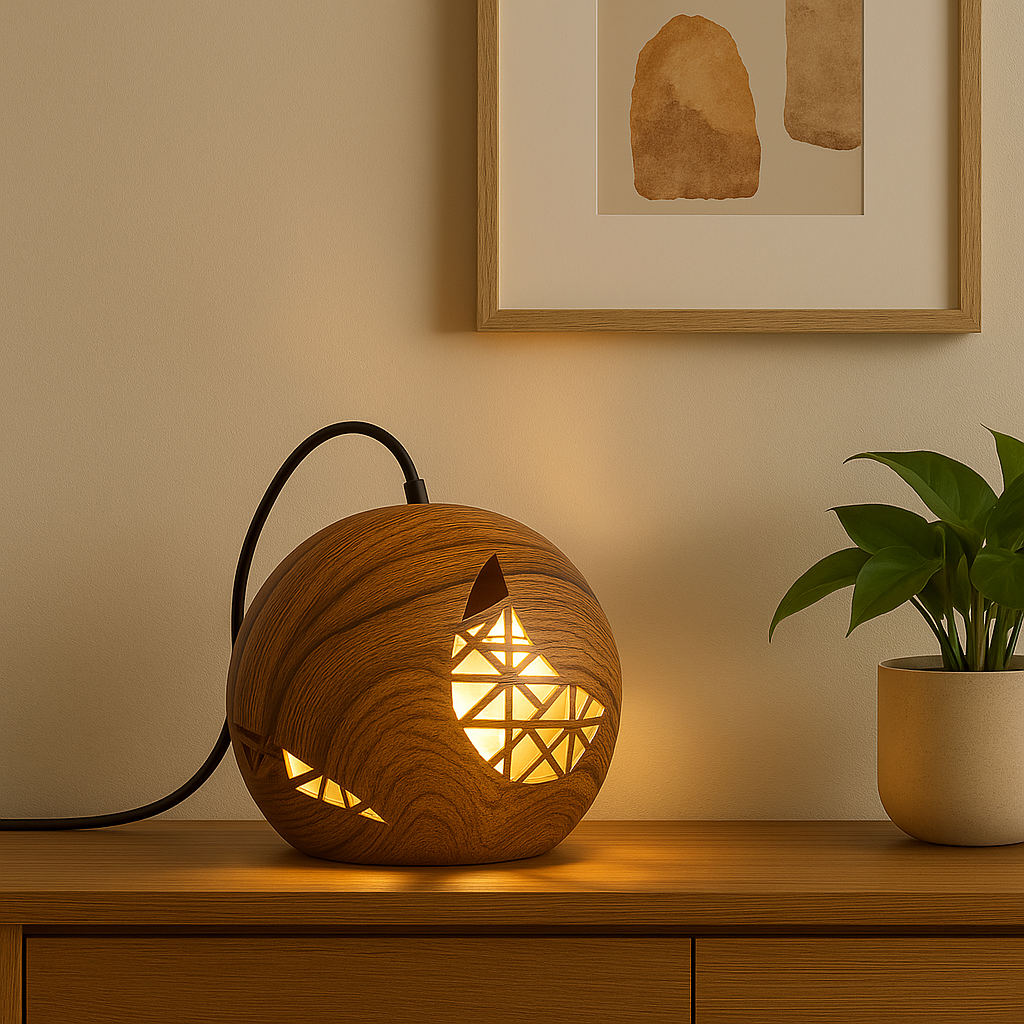 Homes Elite Wooden Pendant Light with Geometric Cutout 200 MM Dome Hanging Lamp