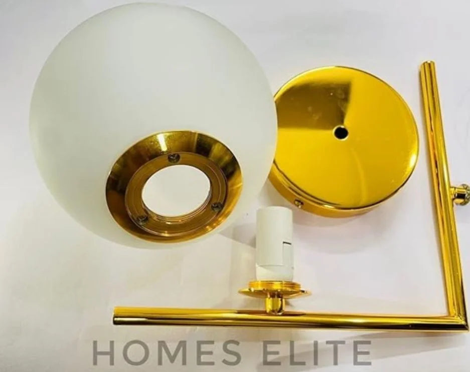 Homes Elite Mid-Century Modern Globe Wall Sconce – Frosted Glass Shade with Stainless Steel Mount (Bulb Not Included)