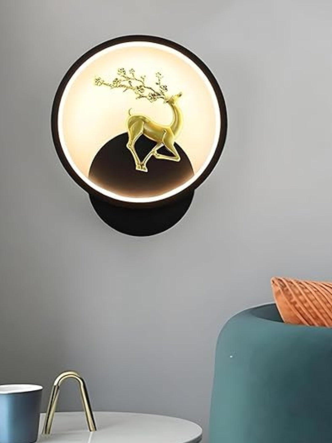 Homes Elite LED Wall Sconce – Modern Decorative Indoor Light with Artistic Deer Circle Design (3000K–6000K)