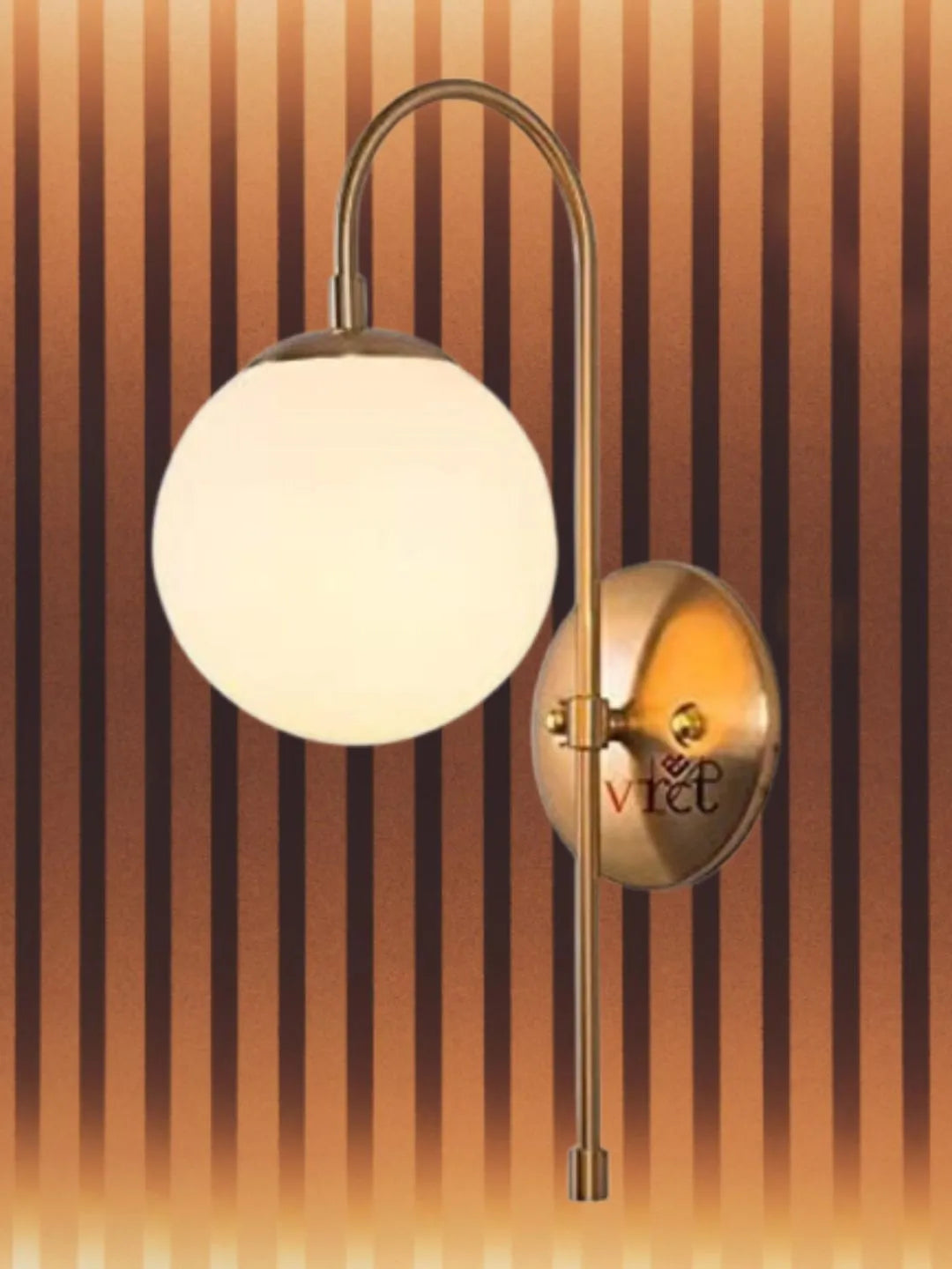 Homes Elite Modern Globe Wall Sconce – Gold Metal Finish with White Glass Shade, Contemporary Wall Lamp