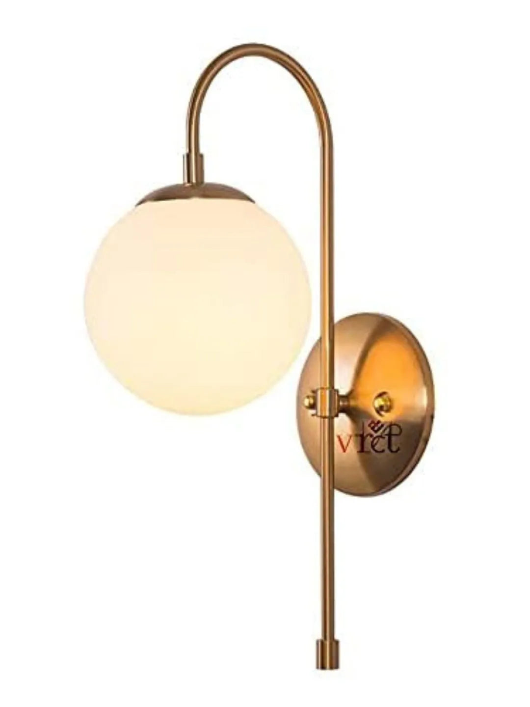 Homes Elite Modern Globe Wall Sconce – Gold Metal Finish with White Glass Shade, Contemporary Wall Lamp