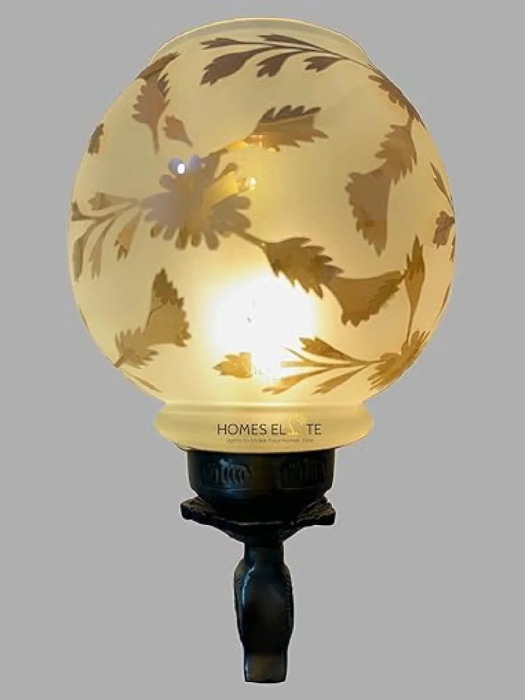 Homes Elite Peacock Wall Light – Brass Gold Finish with Floral Glass Shade (Pack of 2)