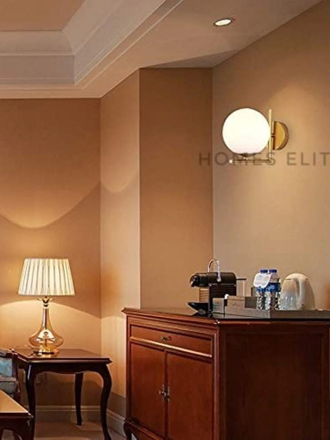 Homes Elite Mid-Century Globe Wall Sconce – Frosted Glass Shade & Stainless Steel Fixture for Bedroom, Living Room, or Dining Room