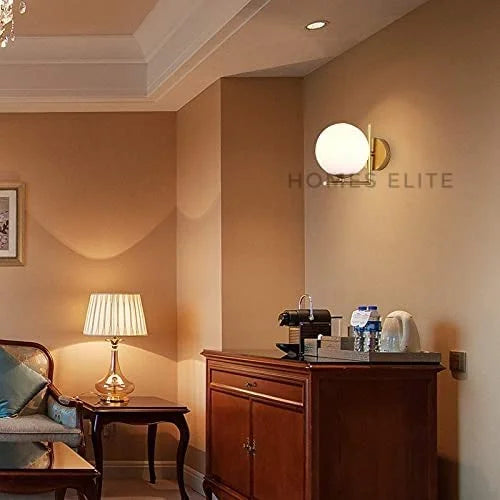 Homes Elite Mid-Century Globe Wall Sconce – Frosted Glass Shade & Stainless Steel Fixture for Bedroom, Living Room, or Dining Room