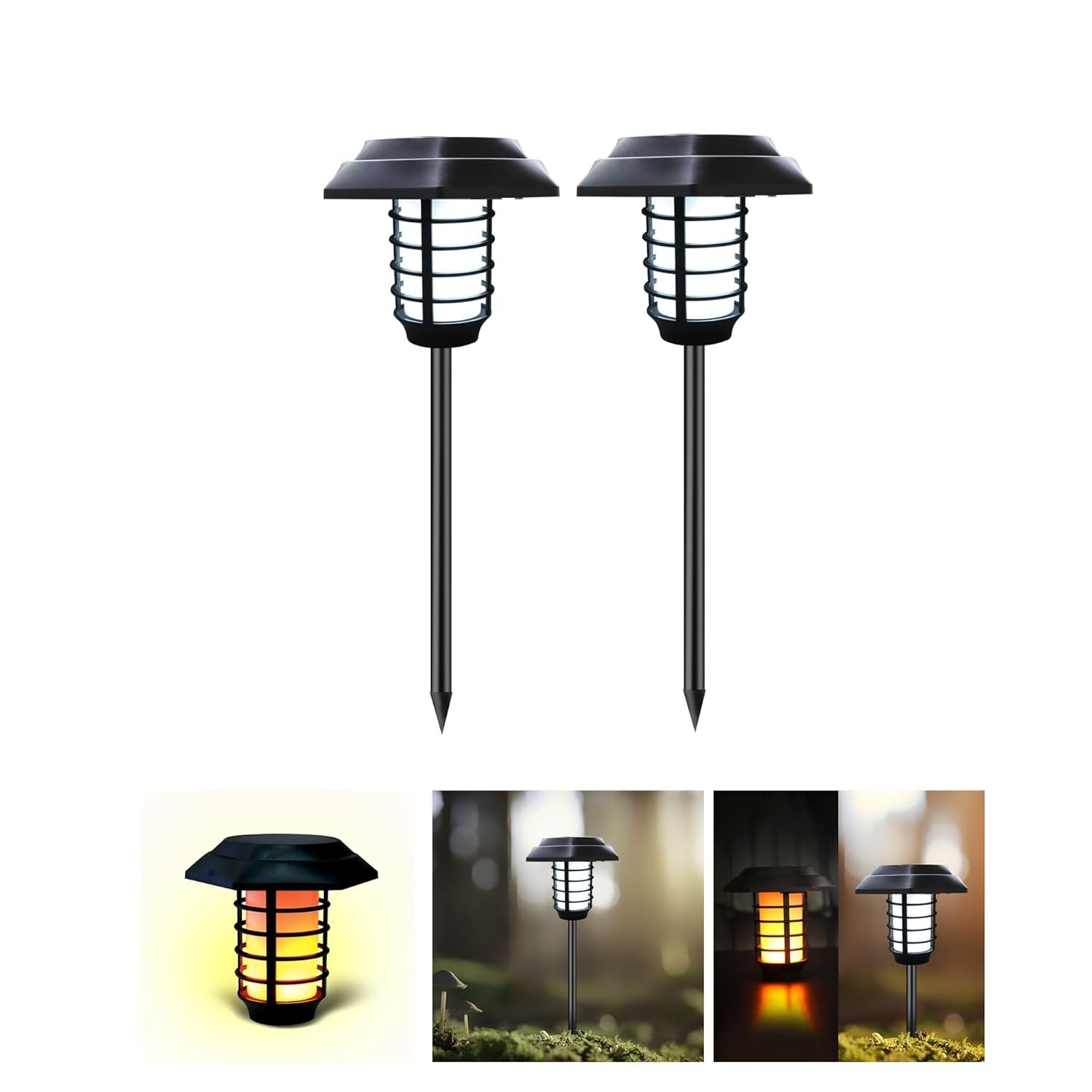 Homes Elite Solar Pathway Lights Warm White LED, Weatherproof Garden Stakes (Set of 2)