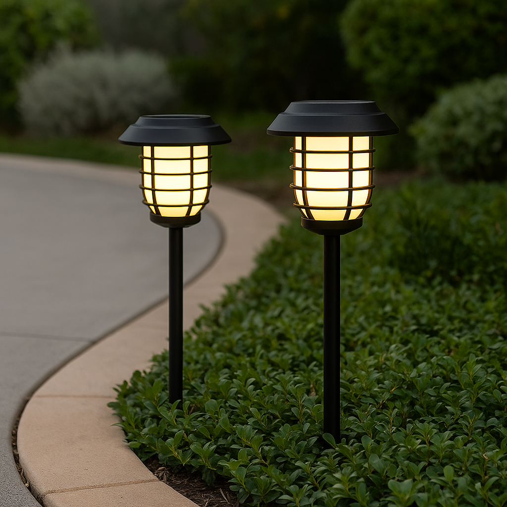Homes Elite Solar Pathway Lights Warm White LED, Weatherproof Garden Stakes (Set of 2)