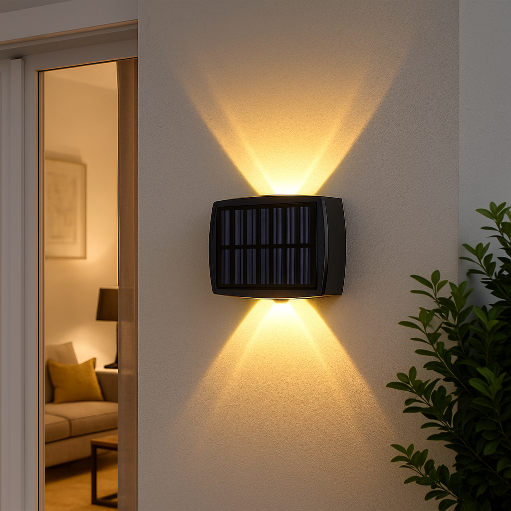 Homes Elite Solar Wall Light Dual Beam Outdoor LED with Motion Sensor & Warm Glow