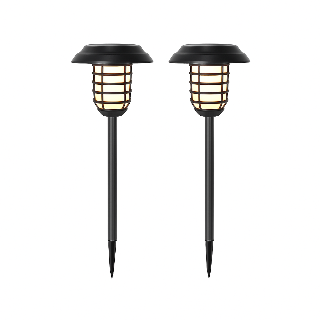 Homes Elite Solar Pathway Lights Warm White LED, Weatherproof Garden Stakes (Set of 2)