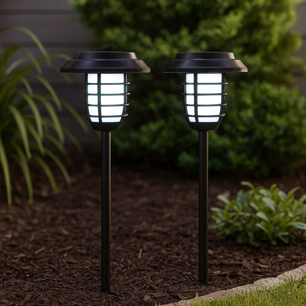 Homes Elite Solar Pathway Lights Warm White LED, Weatherproof Garden Stakes (Set of 2)